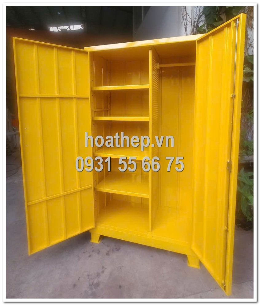 tủ đựng dụng cụ cơ kh&iacute;, tủ đồ nghề cơ kh&iacute;, tủ dụng cụ 2 khoang 5 ngăn, tủ c&oacute; bảng treo dụng cụ, tủ sơn tĩnh điện m&agrave;u v&agrave;ng, tủ dụng cụ k&iacute;ch thước 1 m&eacute;t