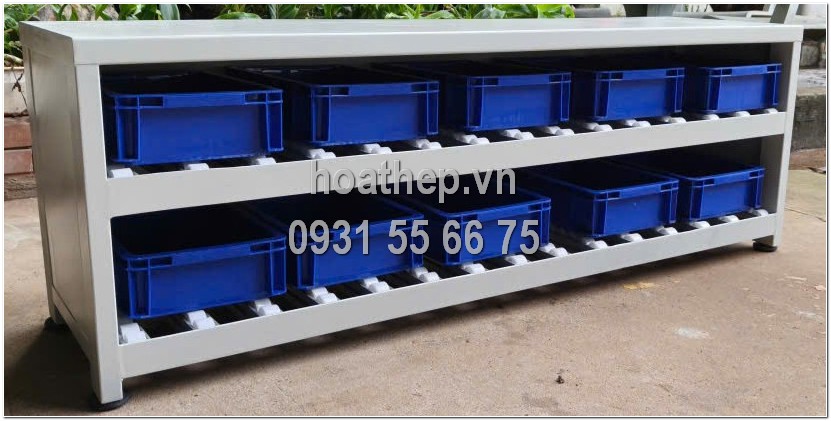 Kệ Đựng Linh Kiện 2 Tầng Ray Kéo Con Lăn
